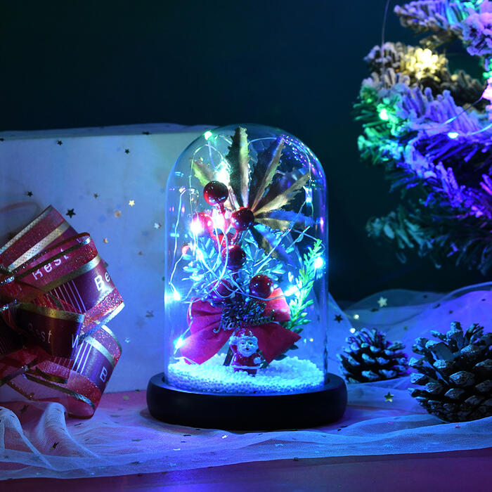 クリスマスオーナメント 光る クリスマスツリー飾り DIY おしゃれ 置物 模型 卓上装飾 北欧 雑貨 インテリアライト イルミ グッズ LEDライト付 1個セット