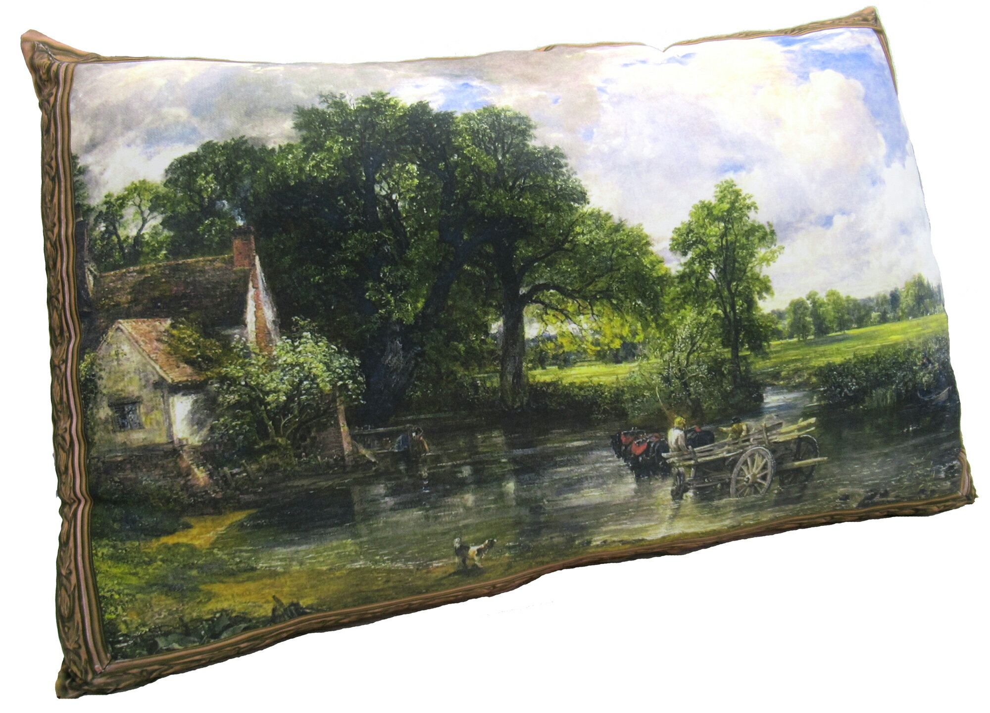 複製画・クッション美術館　コンスタブル　干し革車　(H45cm×W66cm)