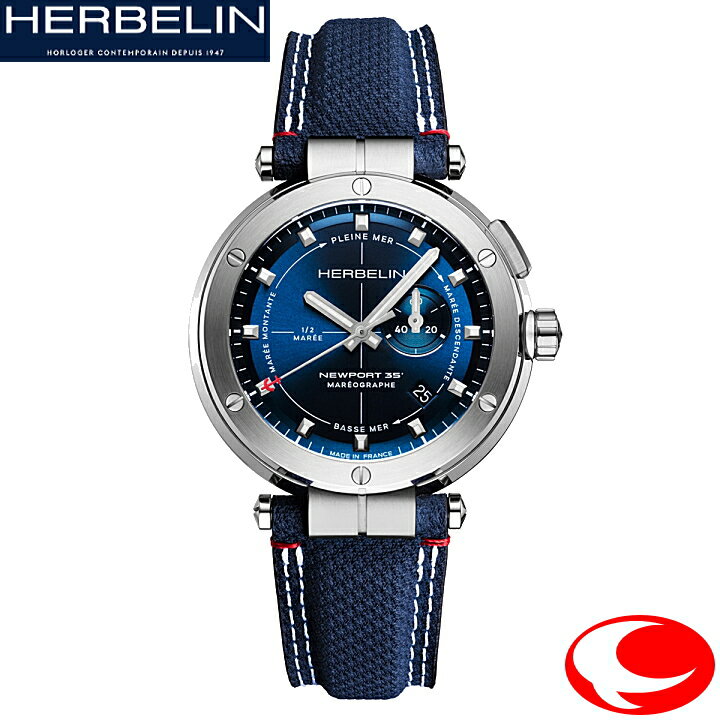 HERBELIN エルブラン NEWPORT ニューポート マレオグラフ 35周年記念 クオーツ メンズ カーフレザー 潮..