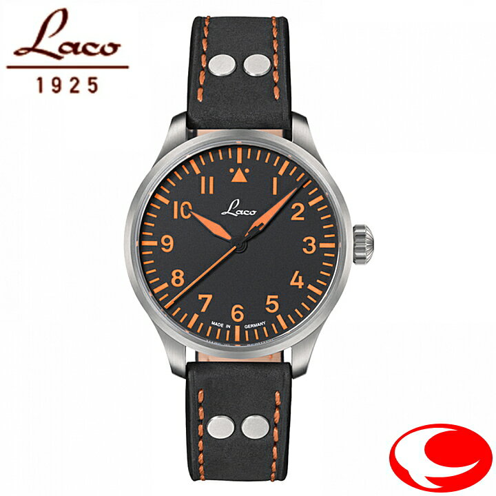 「Laco」のロゴマークをオリジナルパイロットウォッチの文字盤に配したシリーズです。1940年代のパイロットウォッチは、特化した使用目的のために製作されていたため、デザインも独特の様相を呈しています。文字盤の上下をすばやく認識できるように印字された12時位置の三角形のマークなど、パイロットウォッチの基本設計を踏襲した上で、現代の生活に違和感なく使用できるようにデザインされています。 商品仕様 製品名：Laco 862129 PILOT Neapel39 パイロット ネアペル39 型番：862129 JANコード：4562424822546 メーカー：Laco ラコ ムーブメント：Laco2S自動巻 (Miyota 82S0) ケース：ステンレススティール (マット仕上げ) ガラス：サファイアガラス ベルト：カーフレザー ケースサイズ：直径39mm/厚み11.55mm ベルトサイズ：幅18mm 防水：5気圧 機能：3針ハック機能、ルミナス加工 (インデックス/針)