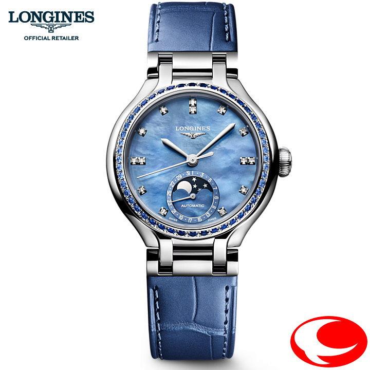 【最強発送】〇新作プレスリリースモデル【正規5年間保証付】LONGINES ロンジン レディース 腕時計 プリマルナ L81260972 LONGINES PRIMALUNA MOONPHASE, L8.126.0.97.2, 自動巻 , 34mm, ステンレススティール.正規販売店 セレスティアルブルー マザーオブパール文字盤