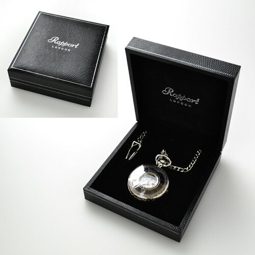 （最強配送）Rapport（ラポート）　ポケットウォッチ（懐中時計）PW90　両面スケルトン　両面開き 手巻き懐中時計 メカニカル スケルトン