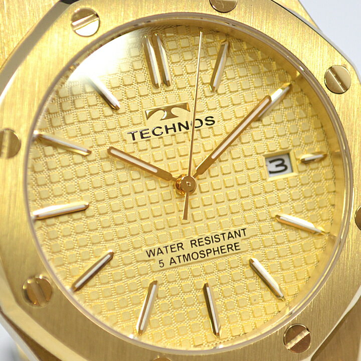 (あす楽)テクノス(TECHNOS) メンズ 腕時計　5気圧防水 T9C07GC 最新定番モデル ゴールドPVD 八角形 オクタゴン【送料無料】\55,000【プレゼント】