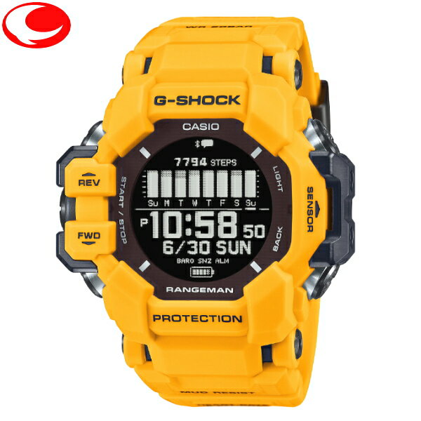 楽天時計・宝石のヨシイ（あす楽） カシオ CASIO G-SHOCK RANGEMAN（レンジマン） GPR-H1000-9JR イエロー メンズ 腕時計 心拍計 GPS機能 Bluetooth連携 USB充電 ソーラー充電 タイドグラフ バイオマスプラスチック 血中酸素レベル計測 9つのアクティビティモード 高度 気圧 方位【カシオ祭】