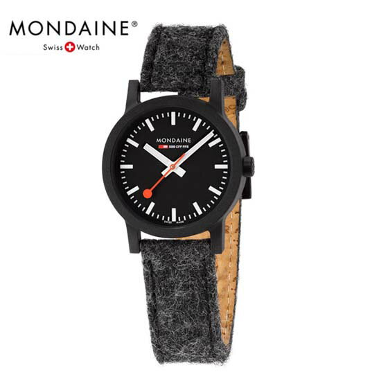 モンディーン (あす楽)[モンディーン]　ウォッチ Mondaine SBB essence エッセンス　フェルト　レディース 32mm ブラック　 MS1.32120.LH 　各レッド専用ベルト付き　 【楽ギフ_包装】【　【文字入れ/刻印可能】