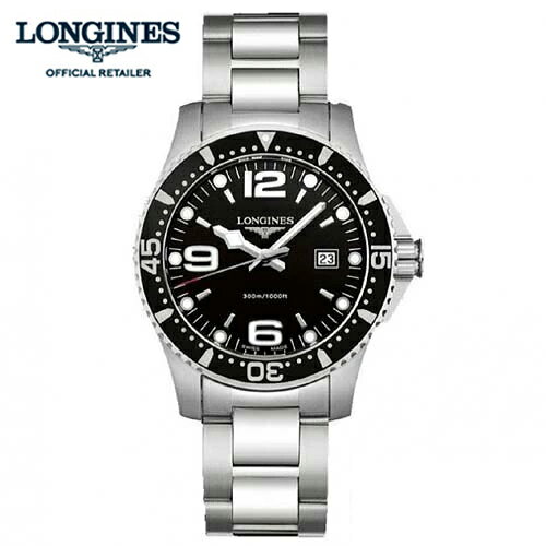 ロンジン (あす楽)【ご購入特典あります。】LONGINES ロンジン 腕時計　ハイドロ コンクエスト　　スポーツ コレクション　ブラック文字板　39mm　［クオーツ］ L3.730.4.56.6　-ロンジン正規販売店-【送料無料】【包装】L37304566