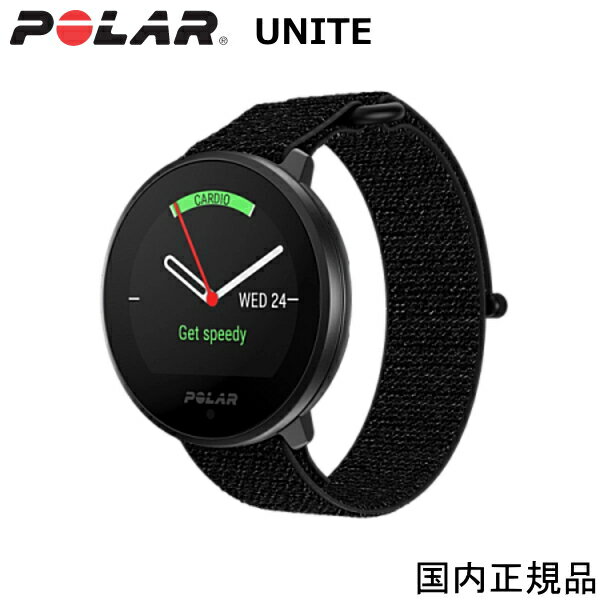 楽天時計・宝石のヨシイ（あす楽）ポラール Polar Unite フック＆ループ　ブラック M-L （900106604） ランニング/フィットネスウォッチ 高精度心拍センサーモード スマートフォンのGPSを接続 睡眠や回復をモニタリング 自律神経の落ち着きを測定