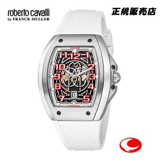 (あす楽)ロベルトカヴァリ バイ フランクミュラー roberto cavalli by FRANCK MULLER ホワイトラバーベルト 自動巻 オートマティック メンズ 腕時計 RV1G205P1011 【父の日】【プレゼント】【ギフト】最新モデル