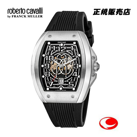 （あす楽）ロベルトカヴァリ バイ フランクミュラー roberto cavalli by FRANCK MULLER　ブラックラバーベルト 自動巻　メンズ 腕時計 RV1G205P1031 最新モデル