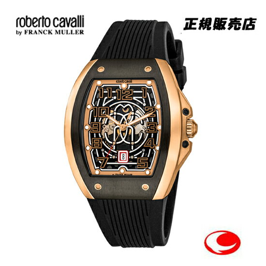 （あす楽）ロベルトカヴァリ バイ フランクミュラー roberto cavalli by FRANCK MULLER　ブラックラバーベルト 自動巻　メンズ 腕時計 RV1G205P1061 最新モデル