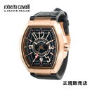 (ご購入特典 ロベルトカヴァリのカフスプレゼント) ロベルトカヴァリ バイ フランクミュラー roberto cavalli by FRANCK MULLER　ブラックラバーベルト 自動巻　メンズ 腕時計 RV1G207L0061 【送料無料】【父の日】【プレゼント】【ギフト】【包装】最新モデル