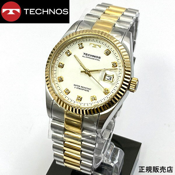 (あす楽）テクノス(TECHNOS) 腕時計　5気圧防水　T9604TW シルバー　
