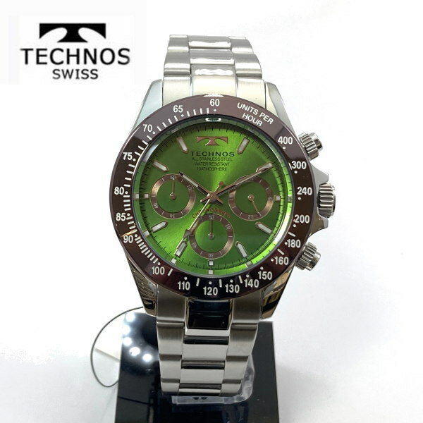 テクノス 腕時計（メンズ） (あす楽) テクノス(TECHNOS)メンズ 腕時計　 クロノグラフ　10気圧防水　T4251AM グリーン【父の日】【ギフト】【クリスマス】