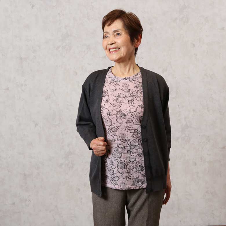 洗える日本製 カーディガン 七分袖 シニアファッション 70代 80代 60代 送料無料 祖母 ハイミセス 婦人 レディース おばあちゃん服 sサイズ お年寄り 高齢者 春夏 誕生日 yosoiki-10000123 小さいシニア服の店_キテコミニ サンプル画像3