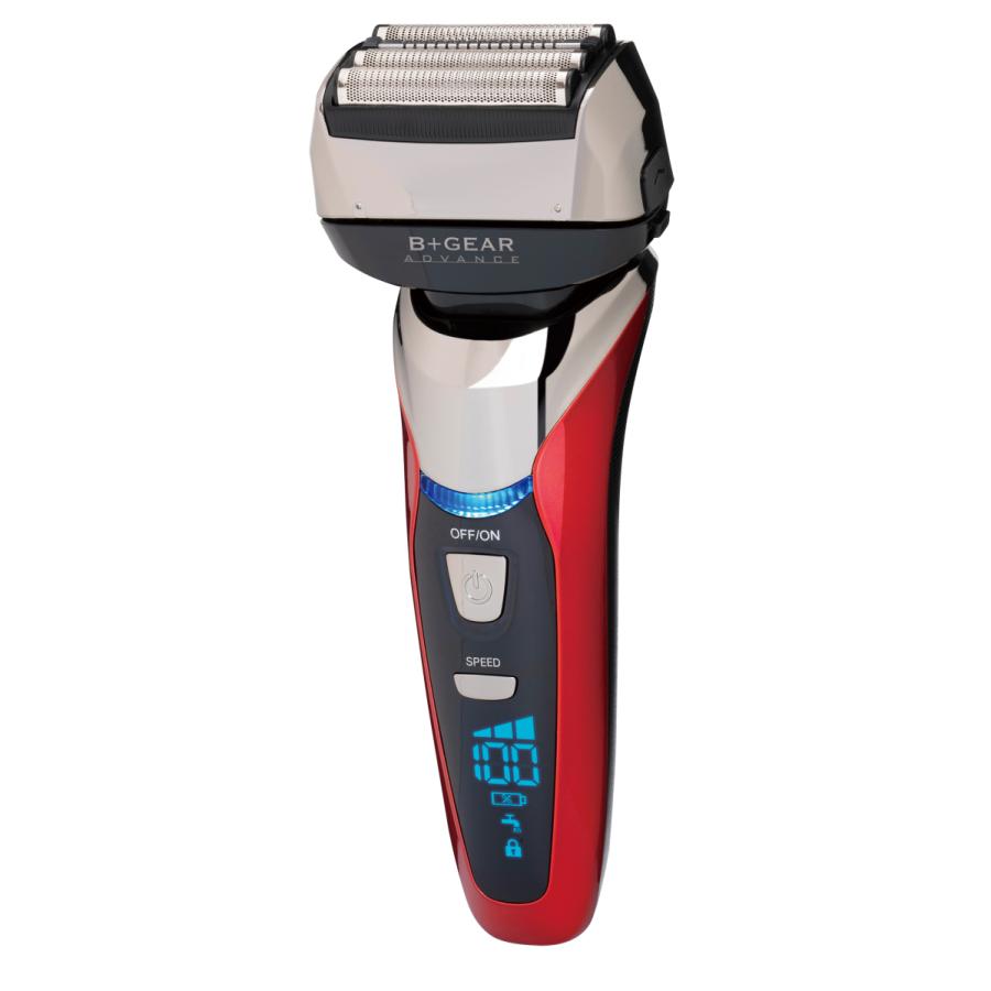 シェーバー　髭剃り　男性用 4枚刃 充電交流式 　HG590 レッド　電動 カミソリ ひげ剃り 水洗い 液晶 ..