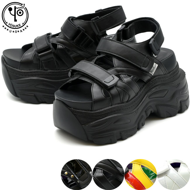 【 返品無料 交換無料 】 【 ショップ袋プレゼント 】 ヨースケ YOSUKE スポーツサンダル 厚底サンダル ストラップサンダル レディース 全4色 S M L LL 黒 白 4460105
