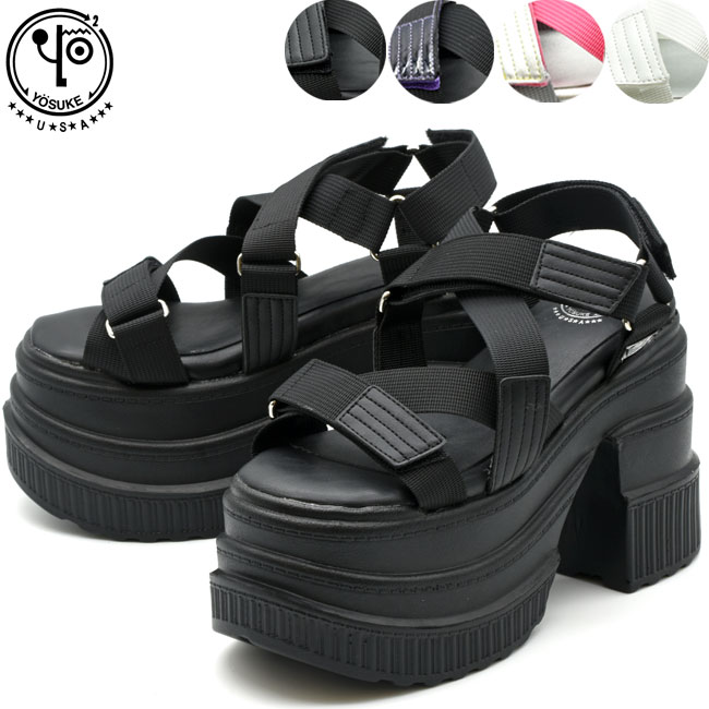 【 返品無料 交換無料 】 【 ショップ袋プレゼント 】 ヨースケ YOSUKE スポーツサンダル 厚底サンダル ストラップサンダル レディース 全4色 S M L LL 黒 白 4460109