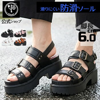 最新作 / ヨースケ サンダル YOSUKE 厚底サンダル レディース バックベルト レースアップデザイン 靴 黒 白 防滑ソール ふかふかのフットベッドで歩きやすい 疲れない 約6cmヒール 公式キズ補修液付