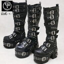 【公式SHOP特典キズ補修液付】【直営SHOP限定モデル】 ヨースケYOSUKE 厚底ブーツ レディース ロング ブラック スタッズ 12.2cm 厚底ブーツ