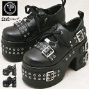 【公式SHOP特典キズ補修液付】【直営SHOP限定】 ヨースケ YOSUKE 厚底 レースアップシューズ メンズ 厚底ブーツ アイレット Wバックルデザイン 12cm 厚底ヒール