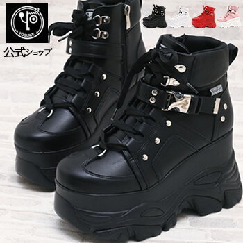 ヨースケ 厚底スニーカー 公式キズ補修液付 YOSUKE 厚底ブーツ レディース ハイカット ヒールスニーカー 10.5cm ボリュームソール 厚底靴