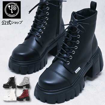 ヨースケ 厚底ブーツ 公式キズ補修液付 YOSUKE レースアップブーツ レディース 歩きやすい 8.2cmボリュームソール 靴
