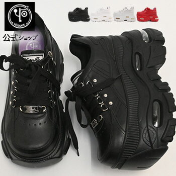 ヨースケ 厚底スニーカー 公式キズ補修液付 YOSUKE 厚底シューズ レディース アクエリアム 10cmエアーソール 厚底靴 ライブ イベント ステージ用 黒 白 赤