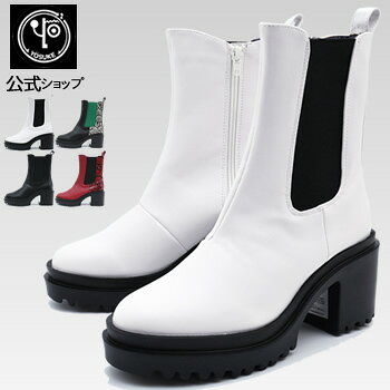 【S・Lサイズ限定】 ヨースケ YOSUKE 厚底 サイドゴアブーツ レディース ショートブーツ 歩きやすい 8cm ヒール ※公式SHOP特典キズ補修液付