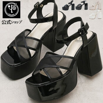 ヨースケ サンダル 厚底 公式キズ補修液付 YOSUKE レディース クロスベルト バックル付き 10.5cmチャンキーヒール 厚底セール