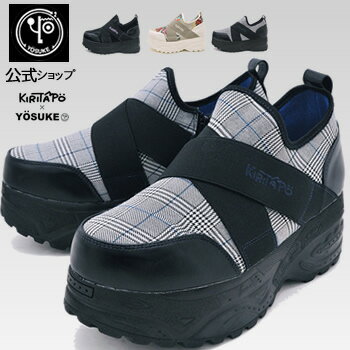 【公式】【24.5cm/限定】 ヨースケ YOSUKE 厚底スニーカー レディース 紐なし スリッポンタイプ 歩きやすい 7cm厚底フラット