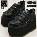 【公式SHOP特典キズ補修液付】 ヨースケ YOSUKE 厚底スニーカー レディース ベルクロ 9cm 厚底フラットソール 靴
