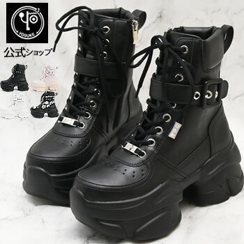 ヨースケ公式キズ補修液付 YOSUKE 厚底スニーカー レディース レースアップブーツ 歩きやすい 9.0cm 安定感のあるトラックソール 軽量