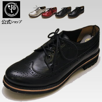 Rakuten - 【22.5cm限定】 ヨースケ YOSUKE レースアップシューズ レディース ウィングチップ 本革