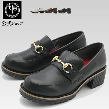 【S・Lサイズ限定】 ヨースケ YOSUKE ビット ローファー レディース 歩きやすい 5cm 太ヒール ※公式SHOP特典キズ補修液付