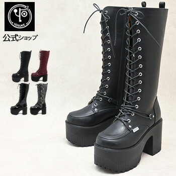 ヨースケ 厚底 ブーツ 公式特典キズ補修液付 YOSUKE レースアップブーツ ロング レディース 歩きやすい..