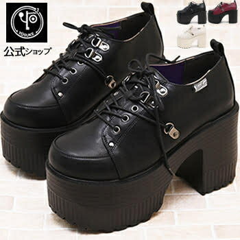 ヨースケ公式キズ補修液付 YOSUKE 厚底 レースアップシューズ 厚底ブーツ レディース 10cm 太ヒール 靴