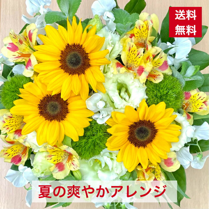 夏の 爽やか アレンジ 送料無料 お中元 夏ギフト 花 プレゼント 人気 メッセージ 誕生日 おしゃれ アレンジメント 父の日 ギフト フラワーアレンジメント ひまわり トルコキキョウ ヒマワリ オススメ フラワーアレンジ お父さん オシャレ 明るい おすすめ アレンジ花 0611のサムネイル