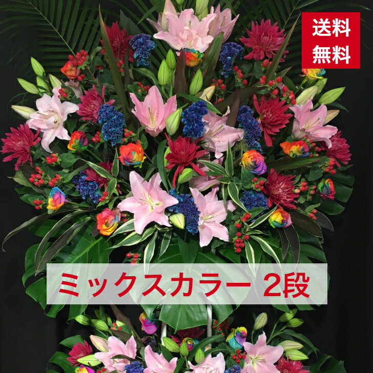 【東京23区限定】 スタンド花 2段 ミックス カラー ミックスカラー 送料無料 開店祝い 移転祝い 竣工 ..
