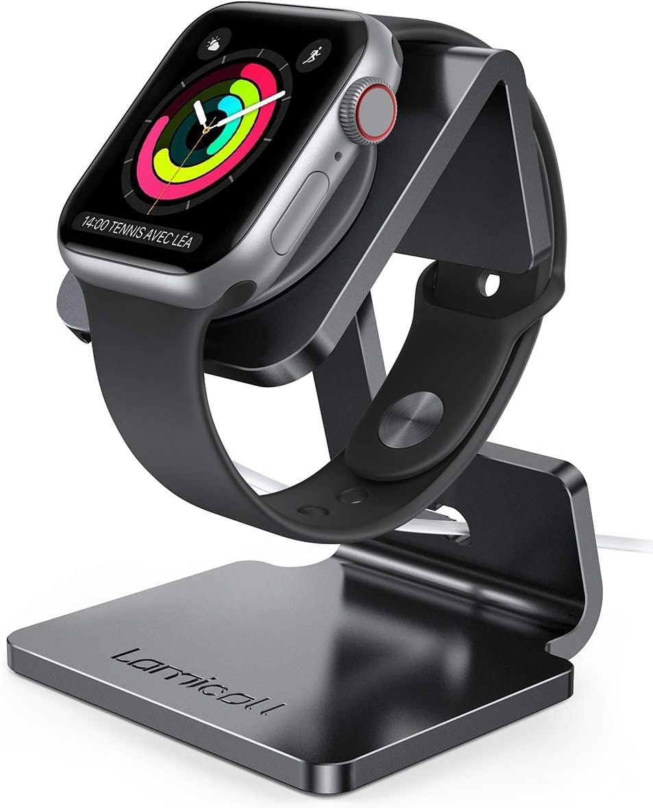 Apple Watch対応 充電スタンド Series 9 8 7 6 SE ultra 5 4 3 2 38mm 40mm 41mm 42mm 44mm 45mm 49mm 全機種対応 置くだけ 充電 Lomicall アップ ルウォッチ 卓上スタンド : アルミ 充電 ドック 充電機 スタンド デスク すたんど ホルダー 卓上 充電ケーブル 収納 ナイトス