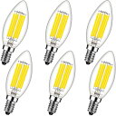 Acidea C35 シャンデリア電球 6個入り 60W形相当 E12口金 LED エンジン電球 蝋燭型 6W フィ ラメント LED電球 昼白色 4000k ...