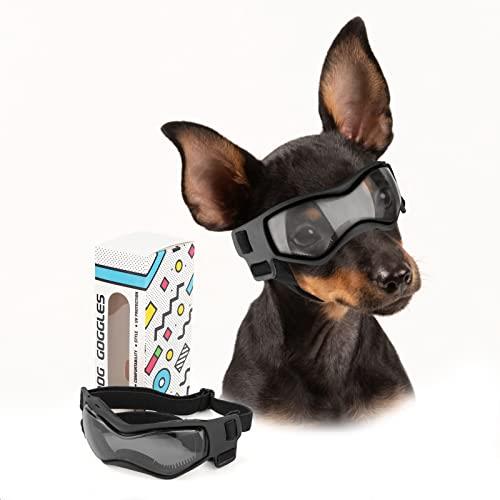 PETLESO犬ゴーグル 小型犬サングラス防風UVカットゴーグル保護犬用ゴーグル、S黒い