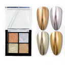 ミラーパウダー パレット 固形 ネイルパウダー 4色セット ミラーネイル パウダー ゴールド シルバー ネイルアート ジェルネイル レジン メタリックパウダー ...