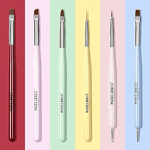Modelones ネイルブラシセット ネイル筆セット ジェルネイル用筆セット ふでセット ビルダーグルーブラシ ネイルアートラインブラシ ネイルドットペンなど...