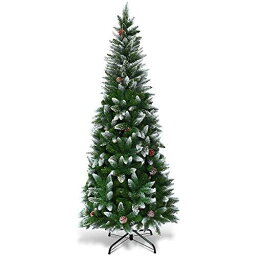 Costway クリスマスツリー ヌードツリー 松かさ付き スノータイプ クリスマス飾り グリーン Christmas tree (150cm)