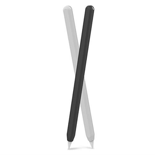 AhaStyle 超薄型 Apple Pencil 2 シリコン保護ケース Apple Pencil 第二世代のみに適用 二本セット (黒，白).
