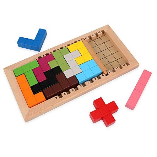 LanYo 知育玩具 パズルゲーム 木製のおもちゃテトリ 積み木 型はめ テトリス おもちゃ 教育 形合わせのサムネイル
