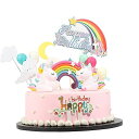 Kingsie ケーキトッパー ユニコーン 豪華 ケーキ デコレーション レインボー 虹 風船 可愛い ケーキ挿入カード 誕生日/パーティー ケーキ飾り 装飾 ...