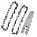 2個セット チェーン刃 替え刃 チェーンソー 交換刃 4インチ ソーチェ ガイド 4インチミニチェーンソーの替刃 チェーンソーアクセサリ(ガイドボード付)