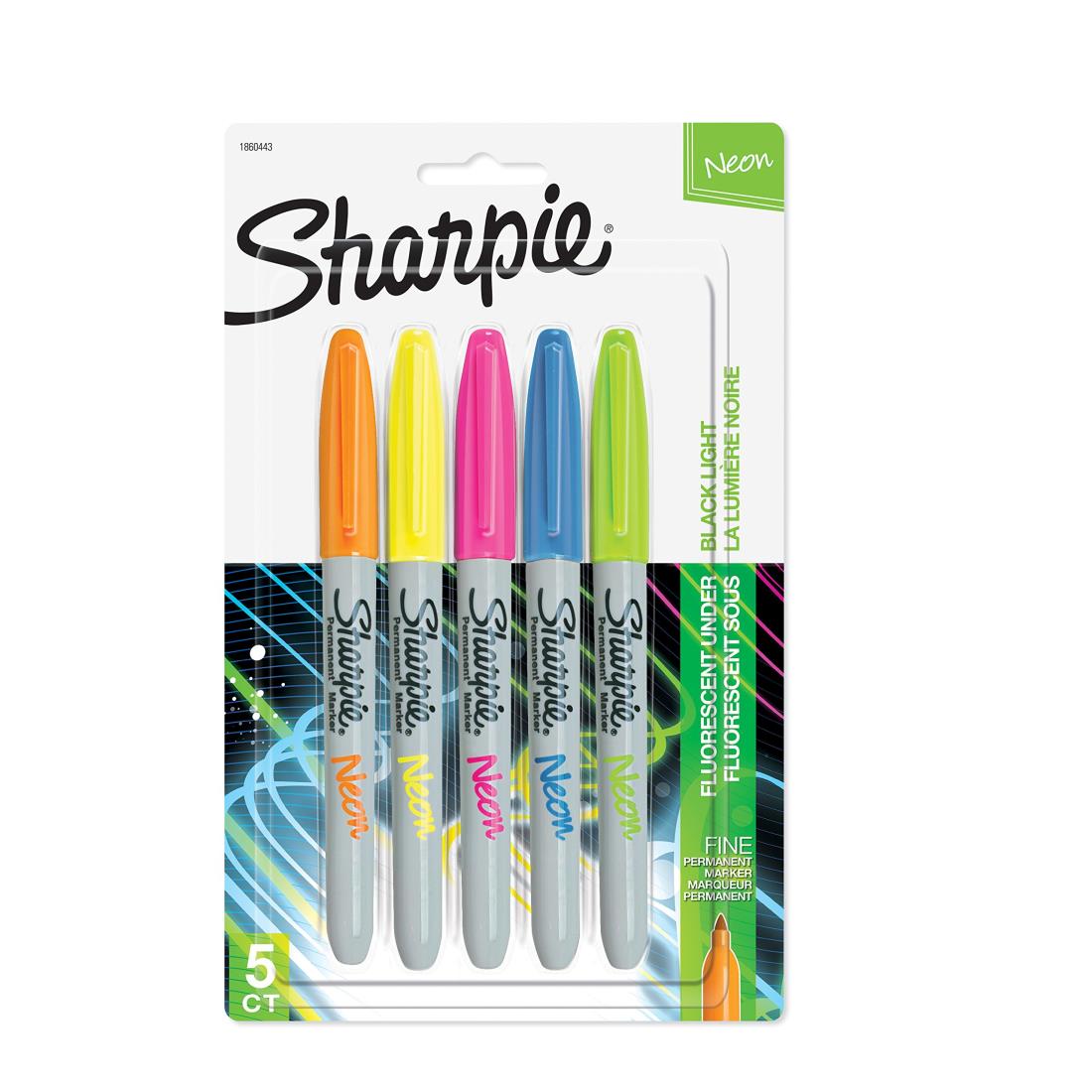 Sharpie ネオン 5本セット 油性ペン マーカー カラーペン セット アート イラスト 塗り絵 描画 スケッ..