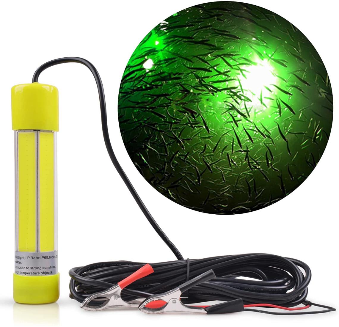 集魚灯 led水中集魚灯 集魚ライト 20W 12v 24v兼用 高光度120LEDs搭載 6M電源コード 収納ポーチ付 グリーン